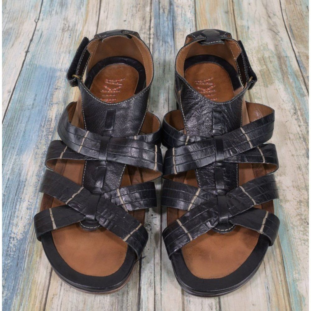N/A Romika Nelly Black Gladiator Sandals Size 39 Us 8 Roman Strappy Ankle Strap